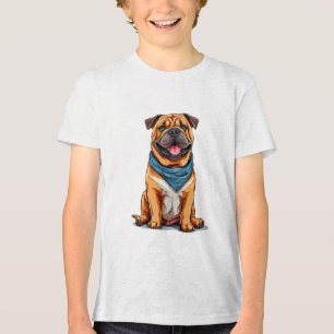 Cartoon-style dog illustration Tri-Blend shirt