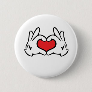 Cartoon Style Hand Love Heart 6 Cm Round Badge
