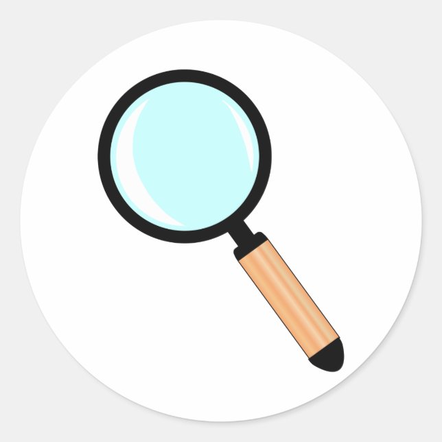 Cartoon Style Magnifying Glass Classic Round Sticker (Front)
