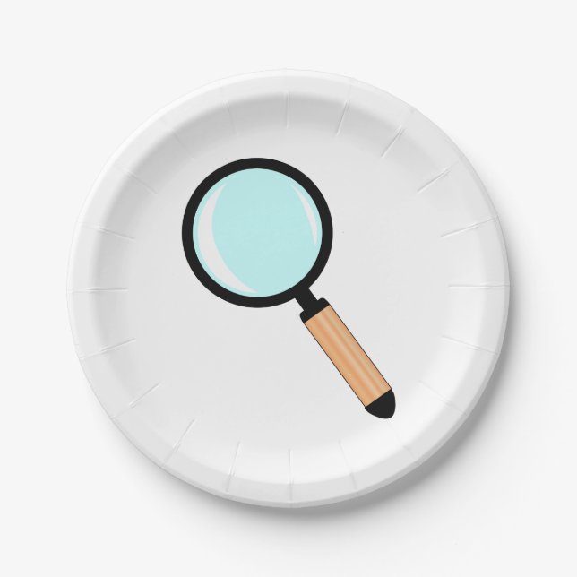 Cartoon Style Magnifying Glass Paper Plate (Front)