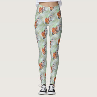 Cartoon Style Ryukin Goldfish Acrylic Painting Leggings