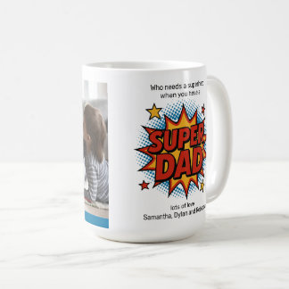 Cartoon Style Super Dad Add Your Photo Fathers Day Coffee Mug