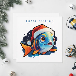 Cartoon-styled funny fish. holiday card
