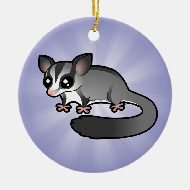 Cartoon Sugar Glider (add your own message) Ceramic Tree Decoration (Front)