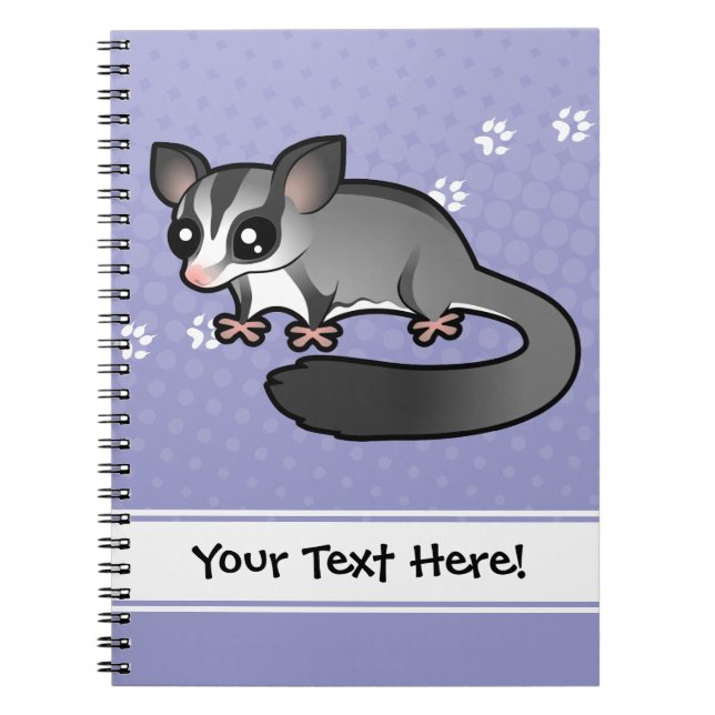 Cartoon Sugar Glider Spiral Notebook (Front)