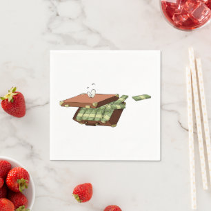 Cartoon Suitcase Full of Money Cash Bundles Napkin