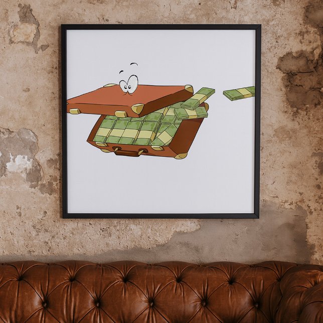 Cartoon Suitcase Full of Money Cash Bundles Poster (Creator Uploaded)