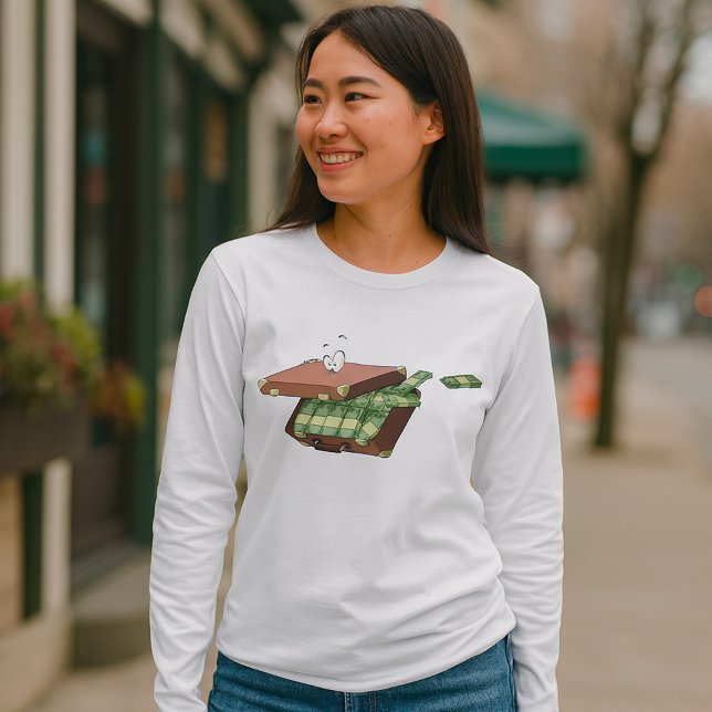 Cartoon Suitcase Full of Money Cash Bundles T-Shirt (Creator Uploaded)