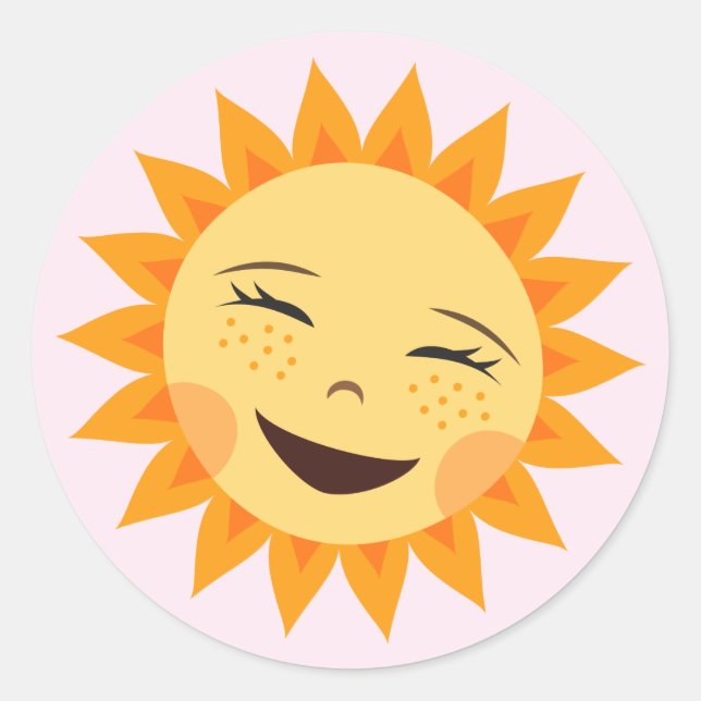 Cartoon sun adorable pink stickers for girls (Front)