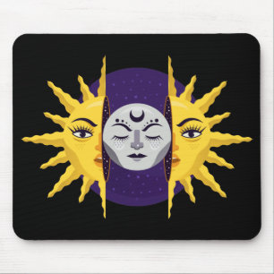 Cartoon Sun and Moon Symbol Mouse Pad