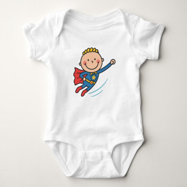 Cartoon Superhero Boy Flying Kids T-Shirt Baby Bodysuit (Front)