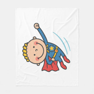 Cartoon Superhero Boy Flying Kids T-Shirt Fleece Blanket