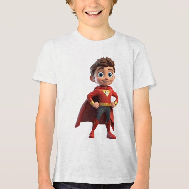 Cartoon Supper Hero Tri-Blend Shirt (Front)