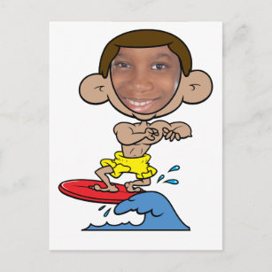 Cartoon Surfer Cut Out Face Template Postcard