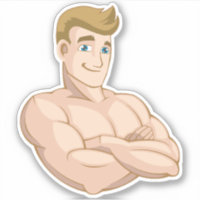 Cartoon Surfer Dude Beach Boy Shirtless Muscle Man