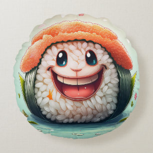 Cartoon Sushi Round Pillow – Whimsical Design Fun