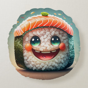 Cartoon Sushi Round Pillow – Whimsical Design Fun