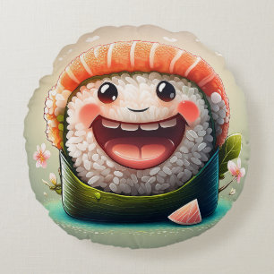 Cartoon Sushi Round Pillow – Whimsical Design Fun