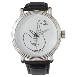 Cartoon Swan Graceful White Bird Design Watch