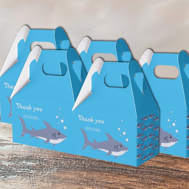 Cartoon swimming shark kid birthday blue favour bo favour box (Creator Uploaded)