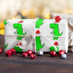 Cartoon T Rex Cute Dino Santas Christmas Hat Wrapping Paper Sheet<br><div class="desc">Cute angry cartoon t-rex! 
Santa's hat version.
Custom holiday wrapping paper.
Christmas gift wrap idea for kids.</div>