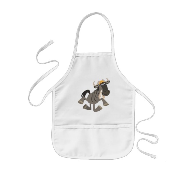 Cartoon Tap Dancing Wildebeest Children Apron (Front)