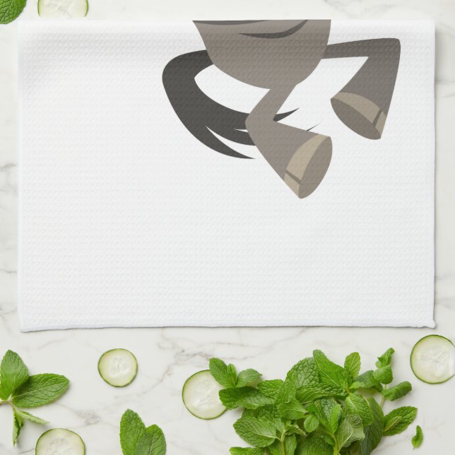 Cartoon Tap Dancing Wildebeest Kitchen Towel (Folded)