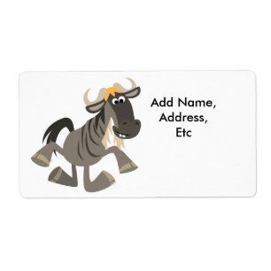 Cartoon Tap Dancing Wildebeest Shipping Label