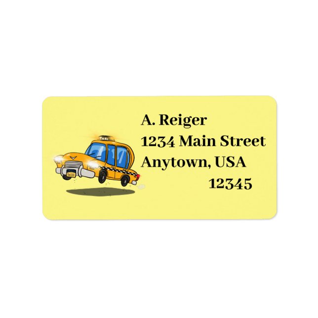 Cartoon Taxi Cab Label (Front)