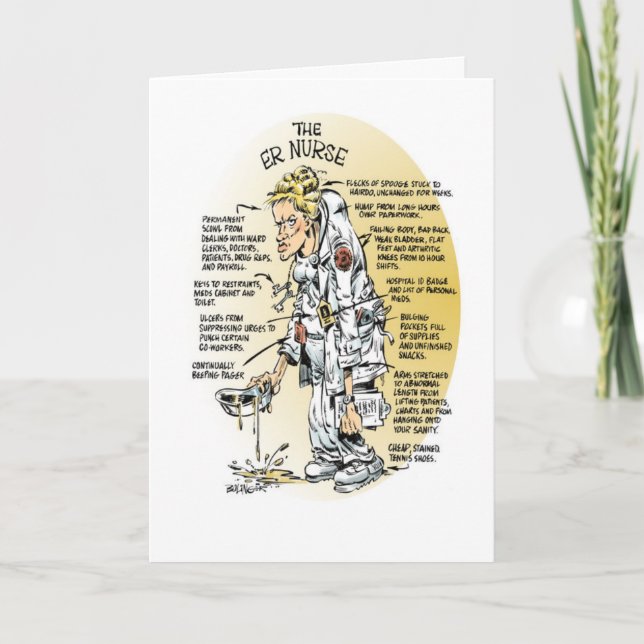 Cartoon thank you to standout ER nurse & heroine Card (Front)