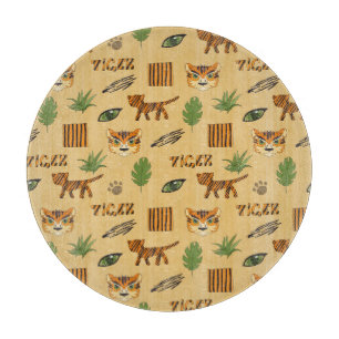 Cartoon Tiger: Cheerful Children's Pattern. Cutting Board