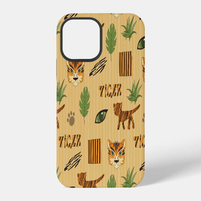 Cartoon Tiger: Cheerful Children's Pattern. iPhone Case (Back)