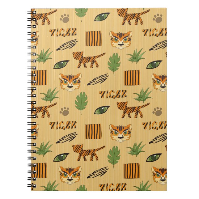 Cartoon Tiger: Cheerful Children's Pattern. Notebook (Front)