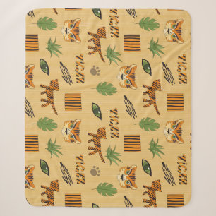 Cartoon Tiger: Cheerful Children's Pattern. Sherpa Blanket
