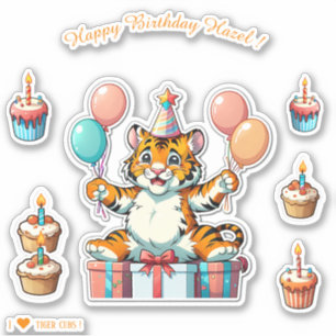 Cartoon Tiger Cub - Happy Birthday Personalised