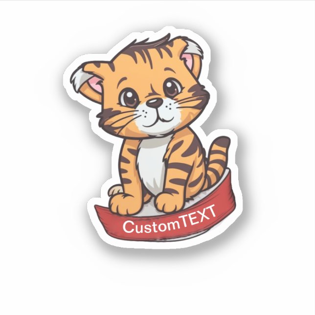 Cartoon Tiger Custom text Sticker (Front)
