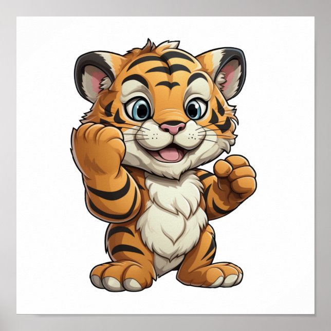 Cartoon tiger illustration poster (Front)