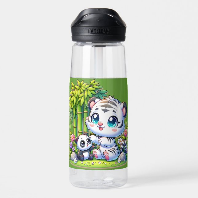 Cartoon Tiger & Panda | Water Bottle (Back)