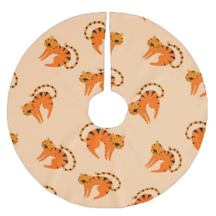 Cartoon Tigers: Children's Vintage Print Brushed Polyester Tree Skirt