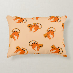 Cartoon Tigers: Children's Vintage Print Decorative Cushion