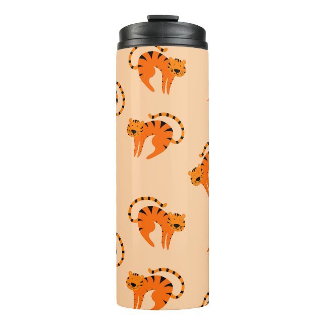 Cartoon Tigers: Children's Vintage Print Thermal Tumbler (Front)