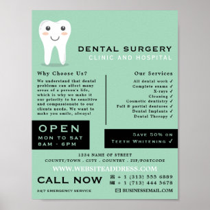 Cartoon Tooth Logo, Dentistry, Dentist Advertising Poster