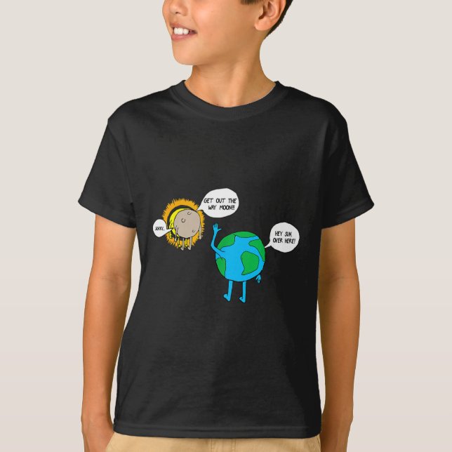 Cartoon Total Solar Eclipse April Illustration T-Shirt (Front)