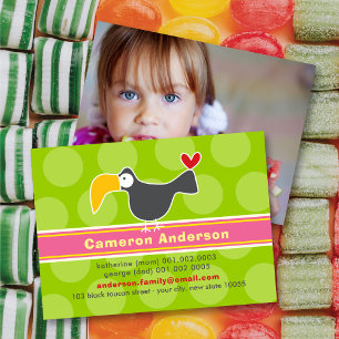 Cartoon Toucan Bird Kid Profile Photo Calling Card