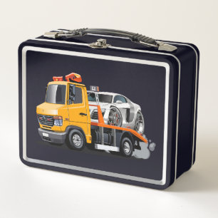 Cartoon tow truck metal lunch box