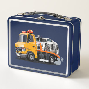 Cartoon tow truck metal lunch box