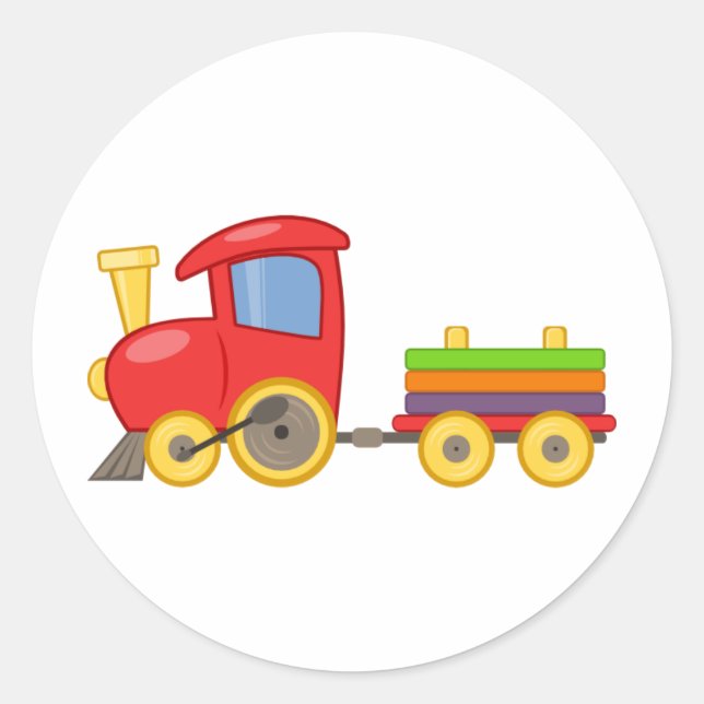 Cartoon Train Classic Round Sticker (Front)
