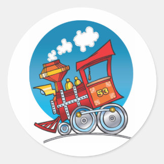 Cartoon Train Engine Classic Round Sticker