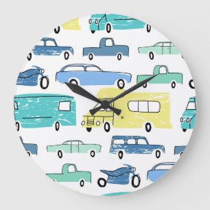 Cartoon Transport: City Kids' Fun. Large Clock