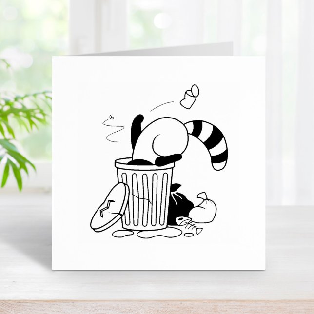 Cartoon Trash Can Racoon Rubber Stamp (Creator Uploaded)
